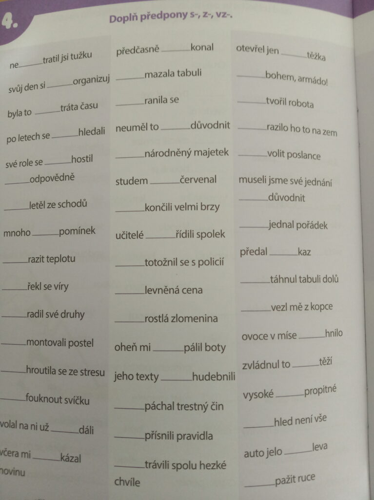 předpony s,z